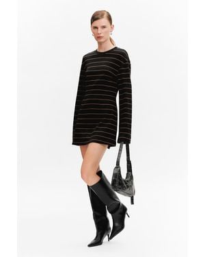 Monki Long-Sleeved Cotton Mini Dress - Black
