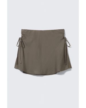 Weekday Ruched Drawstring Mini Skirt - Grey