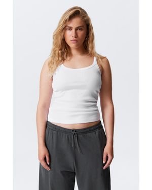 Weekday Close Fitted Ribbed Singlet - White