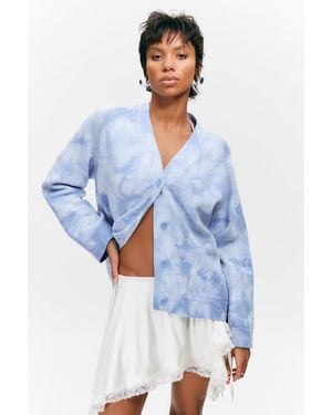 Monki Jacquard Knitted Cotton Cardigan - Blue