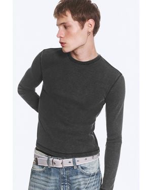 Weekday Ribbed Long-Sleeved T-Shirt - Grey