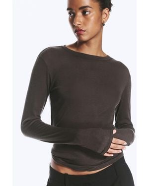 Weekday Slim Wool-Blend Long-Sleeved Top - Grey
