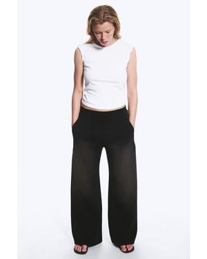 Weekday Washed Wide Leg Scuba Joggers - Black