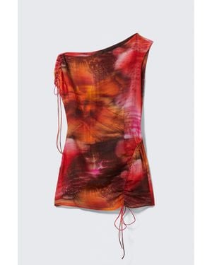 Weekday Asymmetric Draped Mini Dress - Red