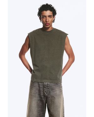 Weekday Loose Fit Square Cotton Tank Top - Green