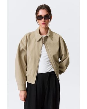 Weekday Boxy Cotton Zip Jacket - Natural