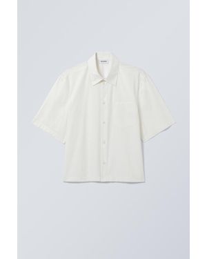 Weekday Cropped Short Sleeve Shirt - White