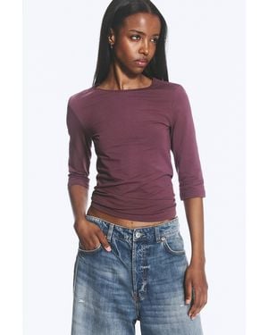 Weekday Fitted Three-Quarter Sleeve Top - Purple