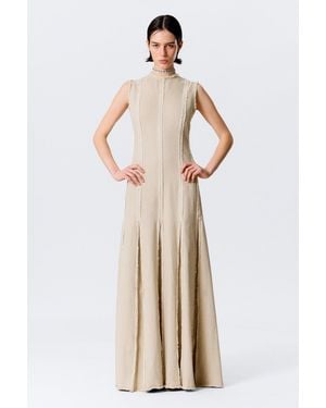 Weekday Sleeveless Linen-Blend Panelled Maxi Dress - Natural