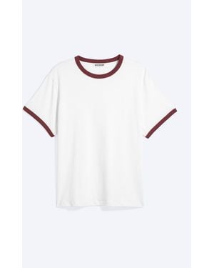 Weekday Short-Sleeved Contrast Trim Cotton T-Shirt - White