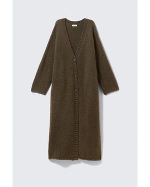 Monki Langer Strickcardigan Mit V-Ausschnitt - Grün