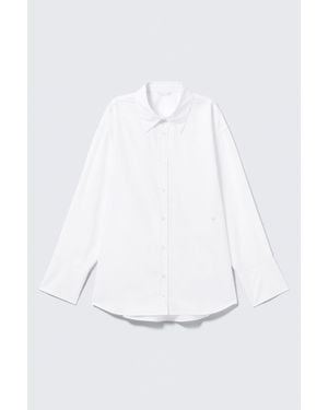 Weekday Cross-Buttoned Long-Sleeved Cotton Shirt - White