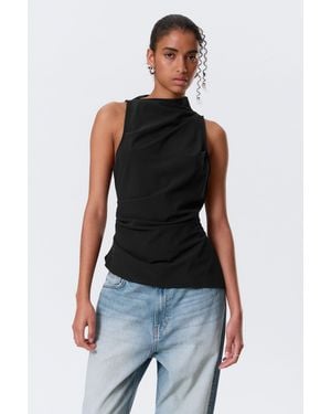 Weekday Ärmelloses, Asymmetrisches Top Aus Anzugstoff - Schwarz