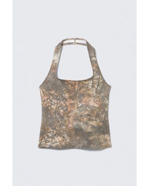 Weekday Printed Square Neck Halter Top - Natural