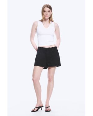 Weekday Duchess Low Rise Distressed Mini Denim Shorts - Black