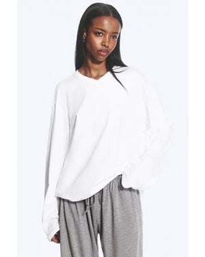 Weekday Boxy V-Neck Long-Sleevd T-Shirt - White