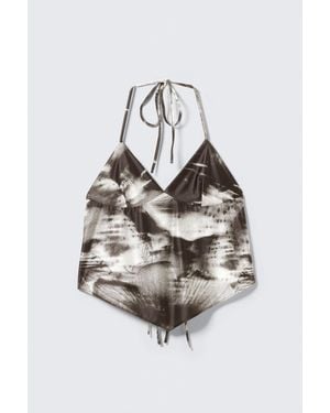 Monki Cropped Printed Halterneck Top - Grey