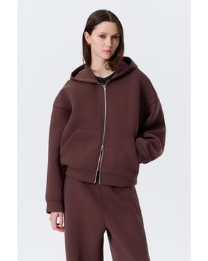 Weekday Oversized Scuba Zip-Hoodie - Red