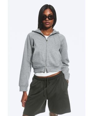 Weekday Raglan-Sleeved Cutline Zip Hoodie - Grey
