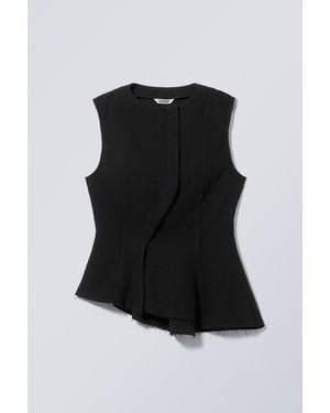 Weekday Sleeveless Asymmetric Peplum Top - Black