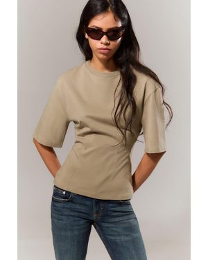 Monki Fitted Dart Detail T-Shirt - Green