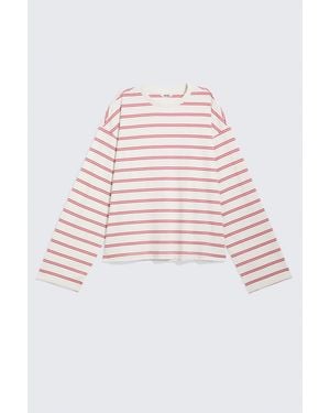 Monki Long-Sleeved Cotton T-Shirt - Pink
