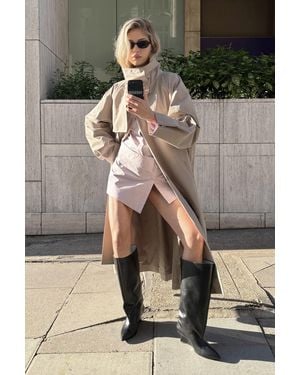 Weekday Locker Geschnittener Trenchcoat Mit Stehkragen - Natur