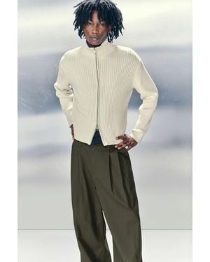 Weekday Relaxed Knitted Zip Cardigan - White