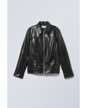 Weekday Regular Fit Faux Leather Jacket - Black