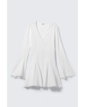Weekday Crinkled Long-Sleeved Mini Dress - White