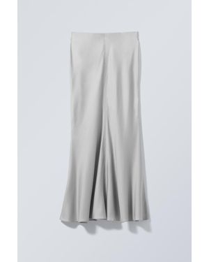 Weekday Paige Satin Long Skirt - Grey