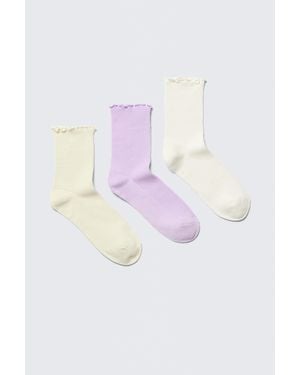 Monki 3-Pack Frill Socks - Pink