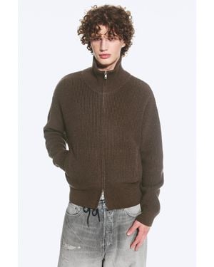 Weekday Entspannte Zip-Strickjacke Mit Hohem Kragen - Braun