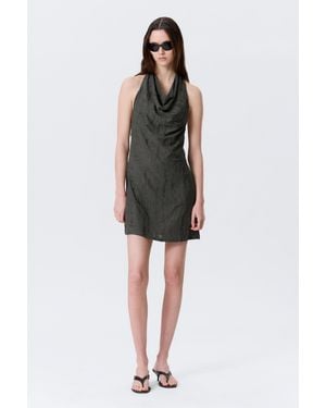 Weekday Cowl-Neck Jacquard Halter Mini Dress - Black