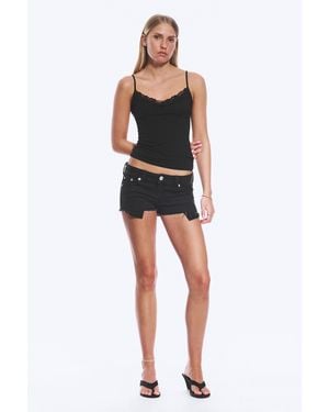 Monki Slim Low Rise Denim Hotpants - Black