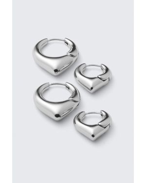 Weekday 2Er-Pack Hoop-Ohrringe Mit Abgerundeter Spitze - Grau
