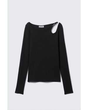 Weekday Long-Sleeved Off-Shoulder Top - Black