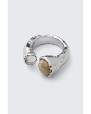 Weekday Open Organic Stone Ring - Metallic