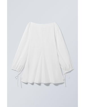 Weekday Cotton Poplin Tie-Detail Mini Dress - White