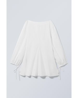 Weekday Cotton Poplin Tie-Detail Mini Dress - White