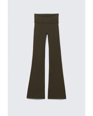 Weekday Folded Waist Flared Yoga Tights - Brown