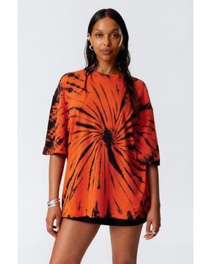 Weekday Wide Oversized Printed T-Shirt - Red