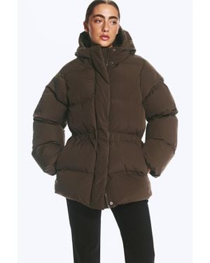 Weekday Waisted Puffer Jacket - Brown