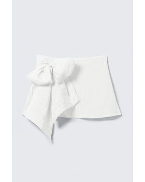 Monki Low Rise Bow Detail Mini Wrap Skirt - White