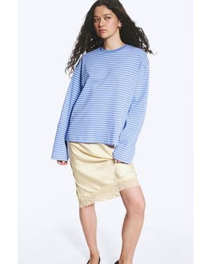 Monki Long-Sleeved Cotton T-Shirt - Blue