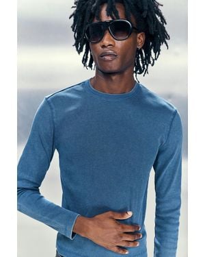 Weekday Ribbed Long-Sleeved T-Shirt - Blue