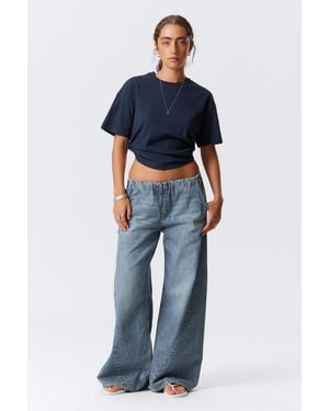 Weekday Low Rise Loose Fit Denim Joggers - Blue