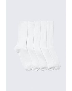 Weekday 5-pack Rib Socks - White