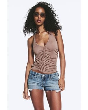 Monki Ruched Halter Jersey Top - Blue