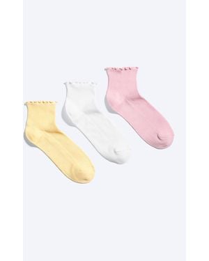 Weekday 3-Pack Frill Edge Short Socks - Pink